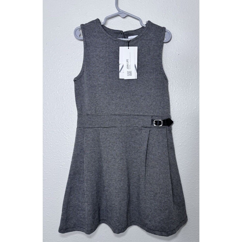 NWT Zara Girls Houndstooth Print Pleated Dress Size 9 Cm 134
